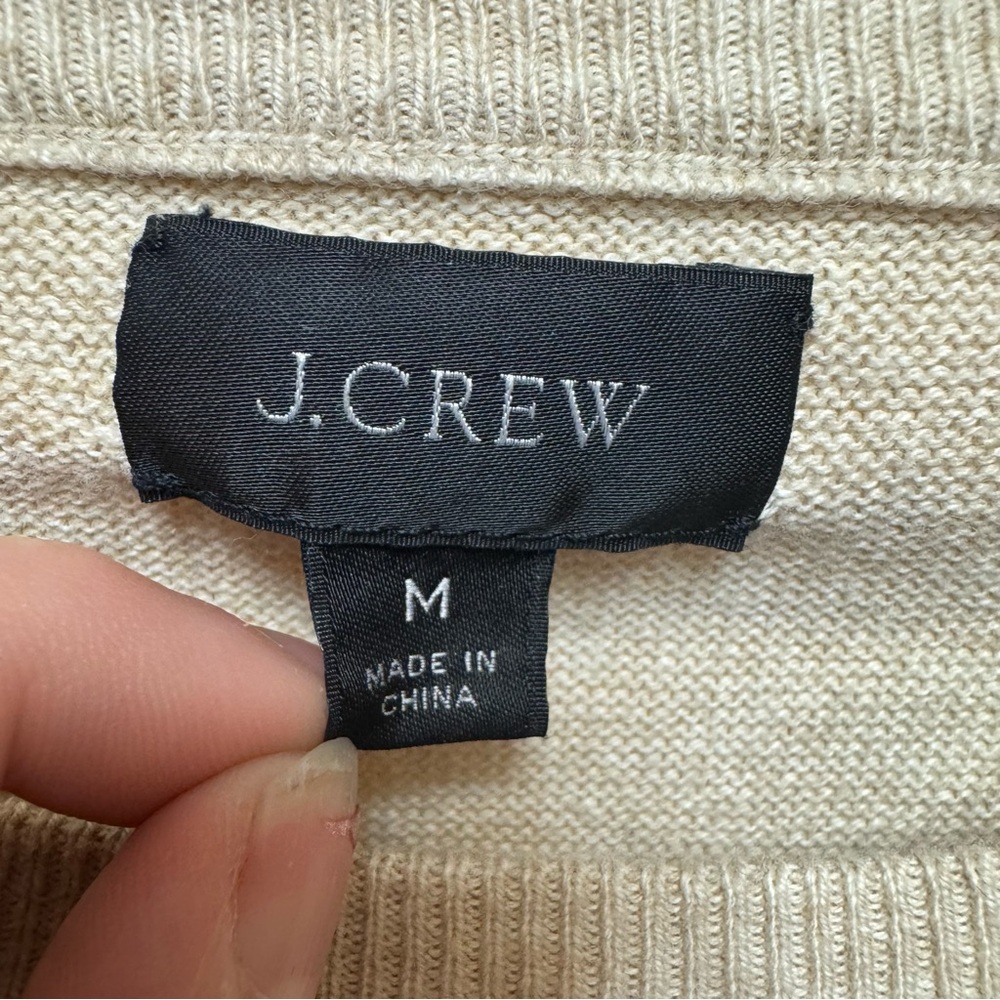 J. Crew Cream Crewneck Sweater with Orange and Navy Stripes - Picture 3 of 4